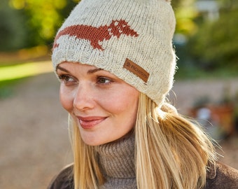 Women's Dog Bobble Beanie - Labrador Beanie - Sausage Dog - Terrier - Scottie Dog - Dog Lover Gift - 100% Wool - Fair Trade - Pachamama