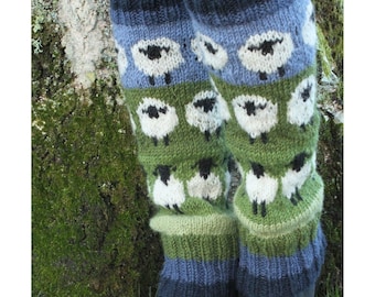 Flock of Sheep Knitted Legwarmers - Herdwick Sheep Legwarmers - 100% Wool - Handmade Knitwear  - Warm Woolly Legwarmers - Pachamama