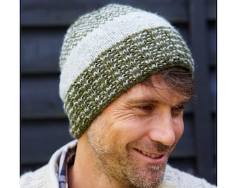 Men's Knitted Stripe Beanie - 100% Wool | Pachamama