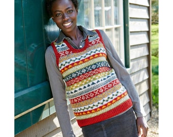 Women's Knitted Fair Isle Tank Top - 100% Wool | Pachamama