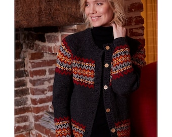 Women&#39;s Wool Cardigan - 100% Wool - Fair Isle Sweater - Knitted - Fair Trade - Ethical Clothing - Pachamama