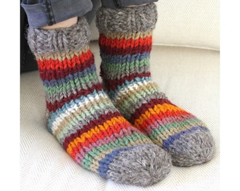 Knitted Striped Sofa Socks: 100% Wool - Pachamama