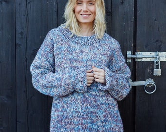 Women's Wool Sweater - 100% Wool - Salt and Pepper Design - Handknitted Jumper - Ethical Clothing - Pachamama