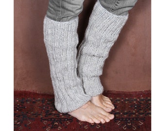 Herren und Damen gerippte Beinwärmer - Handgestrickte Stiefelstulpen - Kniehohe Stiefeltüllen - Warme Gamaschen - 100% Wolle - Pachamama