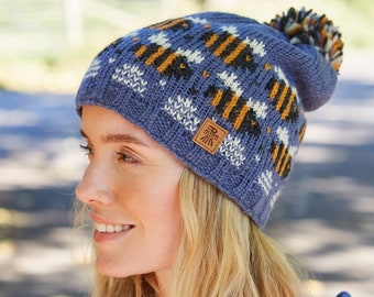 Bee Winter Hat - Denim Blue - Fingerless Gloves - Headband - Animal Design - Fair Trade - Sustainable Fashion - Pachamama