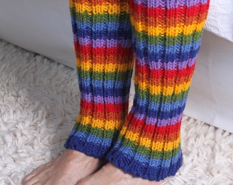Women's Rainbow Knitted Legwarmers - Knit Bootcuffs - Colourful Gaiters - Knitted Rainbow Legwarmers - - 100% Wool - Pachamama
