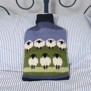 Flock of Sheep Hot Water Bottle Cover 100% Wool 2 litre Hot Water Bottle Woolly Sheep Farmyard Animals Pachamama White Sheep
