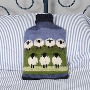 Flock of Sheep Hot Water Bottle Cover - 100% Wool - 2 litre Hot Water Bottle - Woolly Sheep - Farmyard Animal Hot Water Bottle - Pachamama