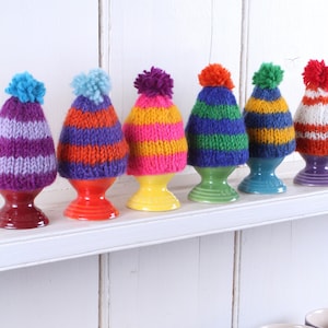 Bobble Beanie Egg Cosy Set of 6 - Knitted Hat Egg Cosy - Felt Egg Cosy - Cute Egg Cosy - Easter Decoration - Easter Egg Cosy - Pachamama