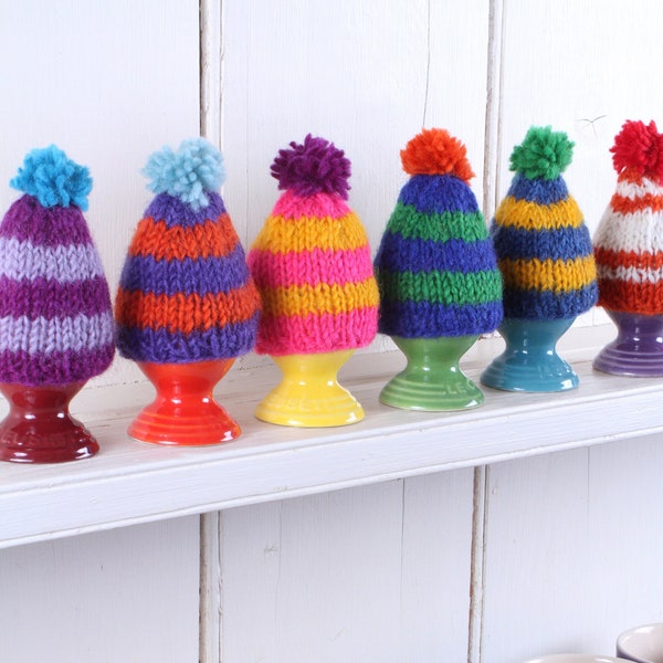 Bobble Beanie Egg Cozy Set de 6 - Chapeau tricoté Egg Cozy - Felt Egg Cozy - Cute Egg Cozy - Décoration de Pâques - Easter Egg Cozy - Pachamama