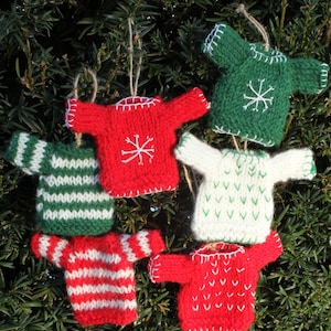 Christmas Jumper Decorations - Knitted Jumper Decorations - Knit Jumper Decoration - Woolly Christmas Tree Decor - Novelty Xmas - Pachamama
