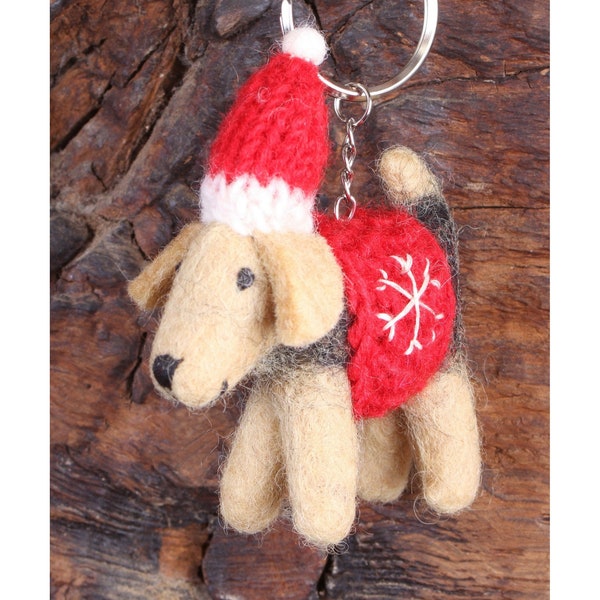 Dog Keyring, Hand Felted Welsh Terrier Keychain, Cute Animal Handbag Charm, 100% Wool, Handmade Unique Puppy Gift, Fair Trade Present