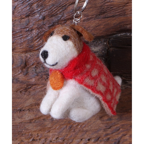 Dog Keyring, Hand Felted Fun Airedale Keychain, Cute Animal Handbag Charm, 100% Wool, Handmade Unique Puppy Gift, Fair Trade Present