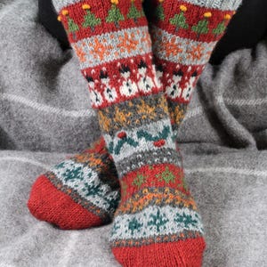 Novelty Knitted Christmas Long Socks - 100% Wool | Pachamama