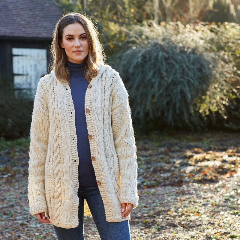 Hooded Cable Knit Sweater Etsy