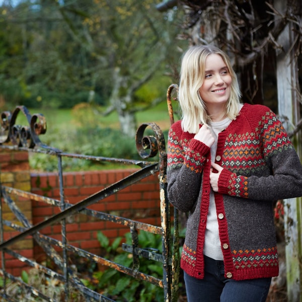 Women's Handknitted Cardigan - 100% Wool - Ethical Clothing - Diamond Cardigan - Burgundy Cardi, Green and Grey Available - Pachamama