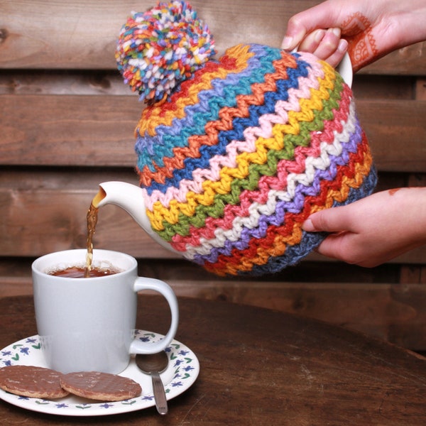 Thé confortable au crochet arc-en-ciel - 100 % laine et doublure polaire | Pachamama