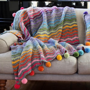 Manta arcoíris de ganchillo: 100% lana / Pachamama