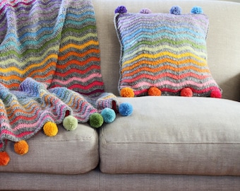 Gehäkelter Regenbogen Kissenbezug: 100% Wolle | Pachamama