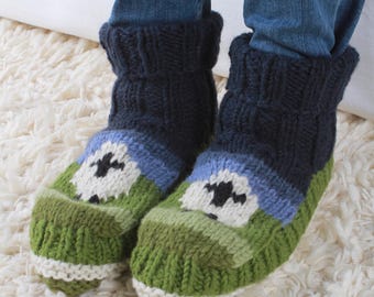 Women's Knitted Sheep Sofa Socks - 100% Wool & Fleece Lined | Pachamama
