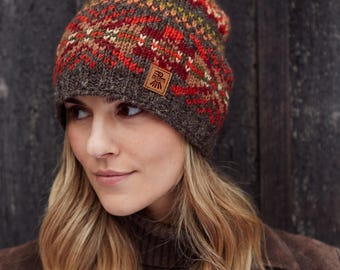 Women's Knitted Fair Isle Headband - Warm Earth Tones 100% Wool | Pachamama