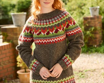 Women's Knitted Fair Isle Fox Jumper - 100% Wool | Pachamama