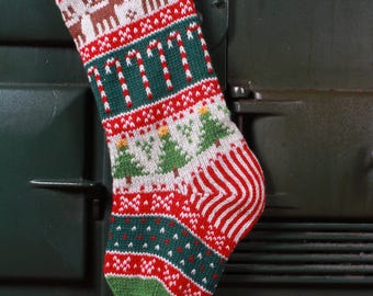 Candy Cane Knitted Christmas Stocking: 100% Wool | Pachamama
