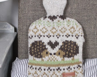 Hedgehog Hot Water Bottle Cover - 100% Wool - 2 litre Hot Water Bottle - Cute Hedgehog - Woodland Animal Hot Water Bottle - Pachamama