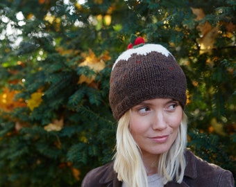 Christmas Pudding Beanie - Xmas Pud - Christmas Beanie - Pudding Beanie - Jolly Hat - Festive Beanie - Christmas Hat - 100% Wool - Pachamama