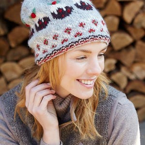 Novelty Knitted Christmas Pudding Bobble Beanie, Headband - 100% Wool | Pachamama