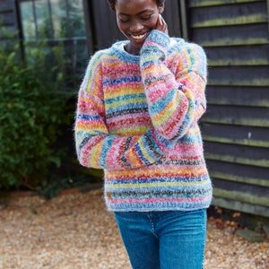 Women's Mohair Rainbow Knit Sweater Multicoloured Jumper Pastel Rainbow Pullover Handmade Super Soft Jumper Fair Trade Pachamama image 8