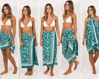 Womens Summer Sarong – Cotton Scarf Multiway Wrap – Bikini Coverup –  Lightweight Shawl – Bohemian – Vibrant Skirt – Wrap Dress Pachamama