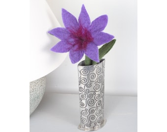 Fair Trade Hand Felted Flowers - Two Tone flowers, Hand Made, Bright Colours, Purple, Shocking Pink and Cream with Pink.