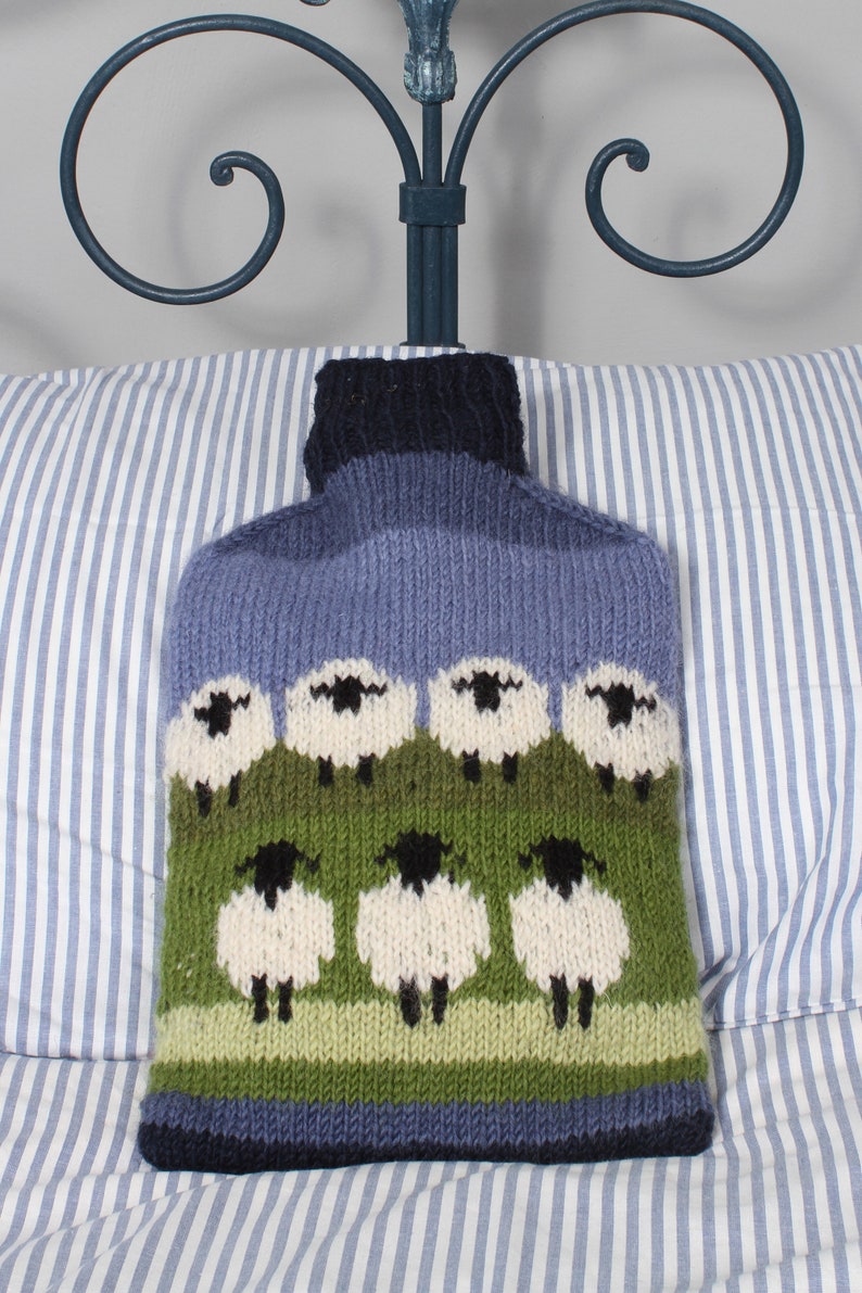 Flock of Sheep Hot Water Bottle Cover 100% Wool 2 litre Hot Water Bottle Woolly Sheep Farmyard Animals Pachamama image 5