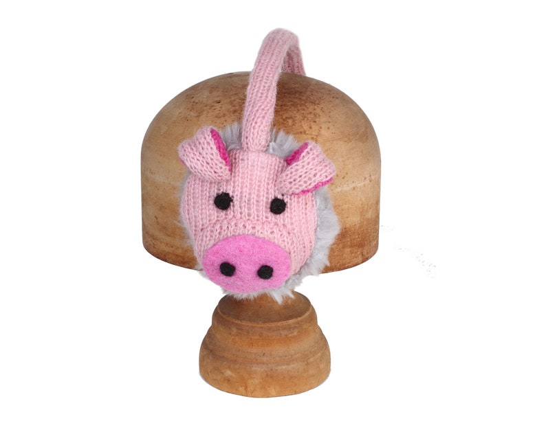 Fleece Lining Children/'s piggy Hat Kids Handmade pig pig faux Fur Earmuffs pig hat piggy Earmuffs piggy Mittens Fair Trade Pachamama