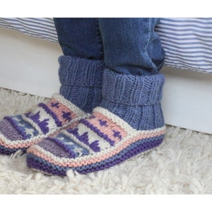 Handgestrickte Fair-Isle-gefütterte Sofasocken 100 % Wolle Slipper-Socken ethische Kleidung grob gestrickt Fair Trade Pachamama Bild 9