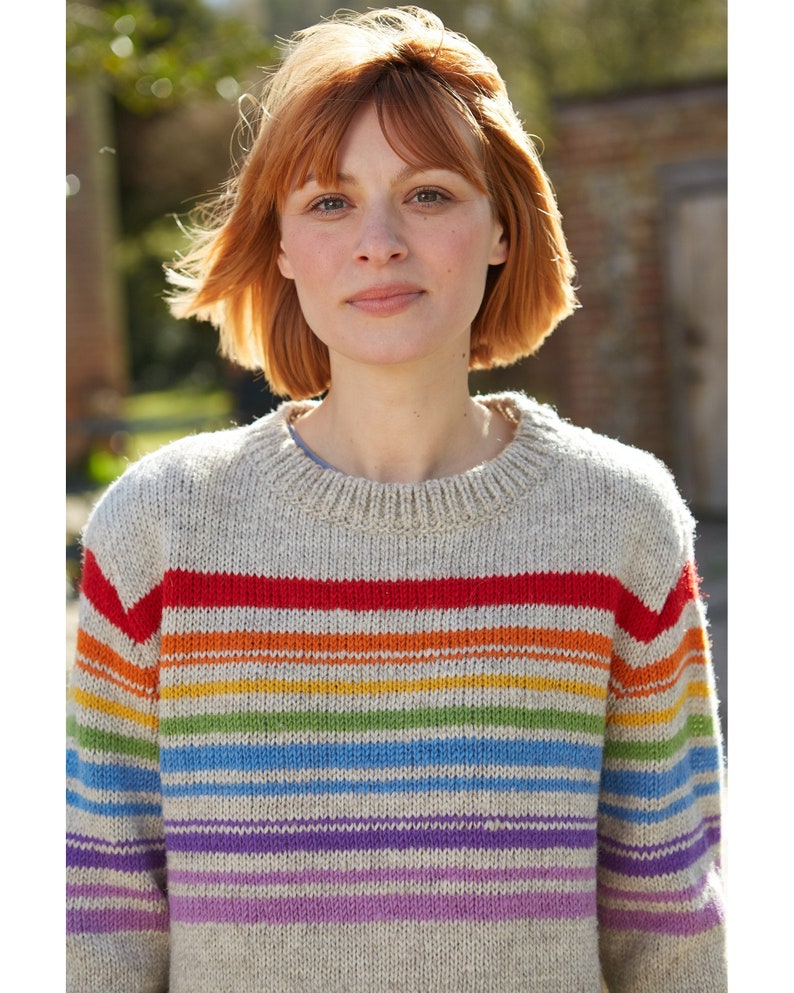 Womens Stripe Jumper 100% Wool Rainbow Jumper Winter Jumper Fair Trade Sustainable Fashion Pachamama Medium 12-14 UK women's