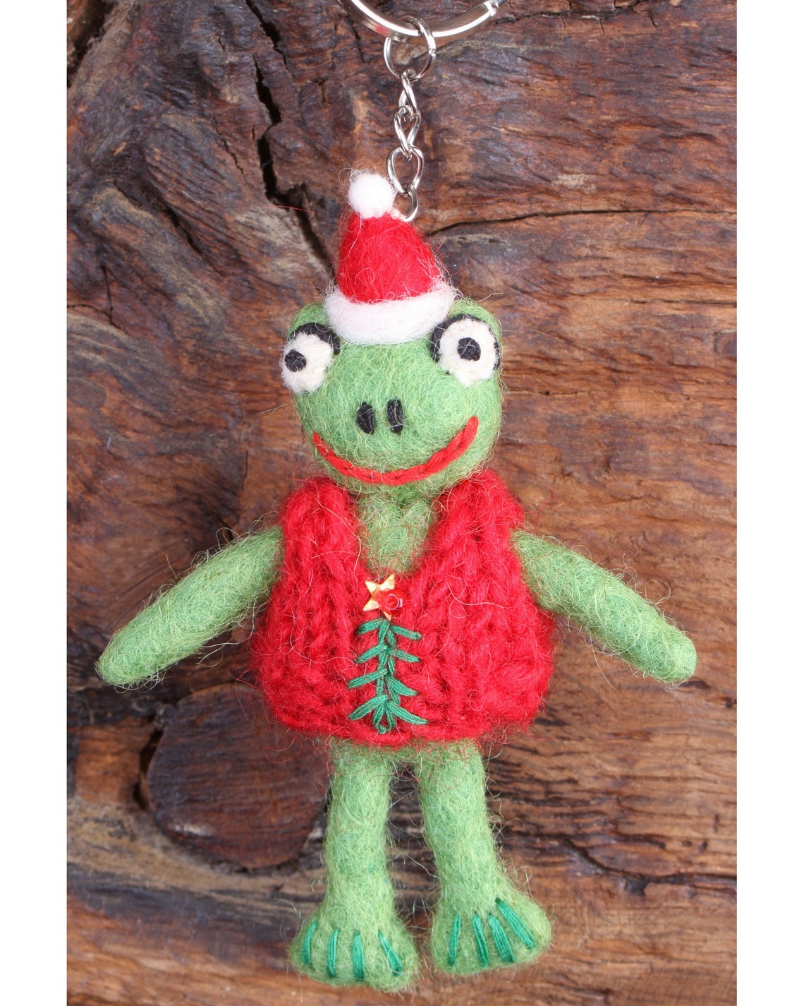 Felt Frog Keyring Hand Felted Fun Amphibian Keychain Cute Etsy