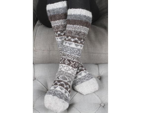 Women's Hand Knitted Long Socks 100% Wool Fair Trade | Etsy