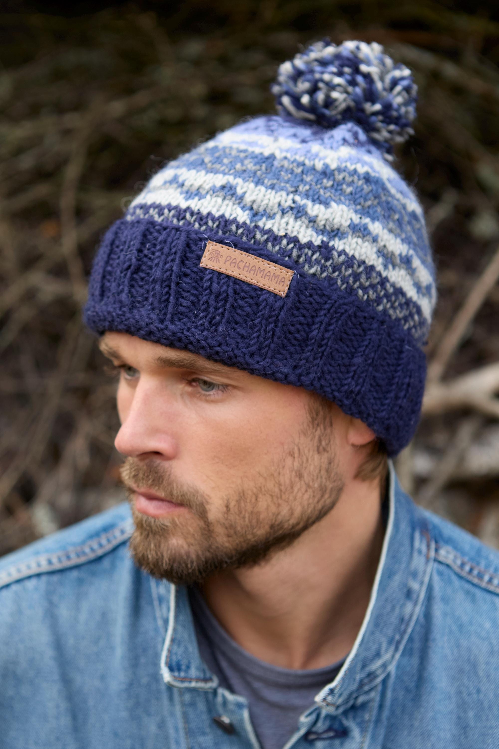 メンズ フェアアイル柄 ボブルビーニー - ニットポンポンハット