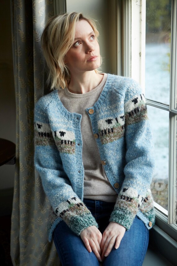 Women's Cosy Sheep Cardigan - Hand Knitted Cardigan - 100% Wool