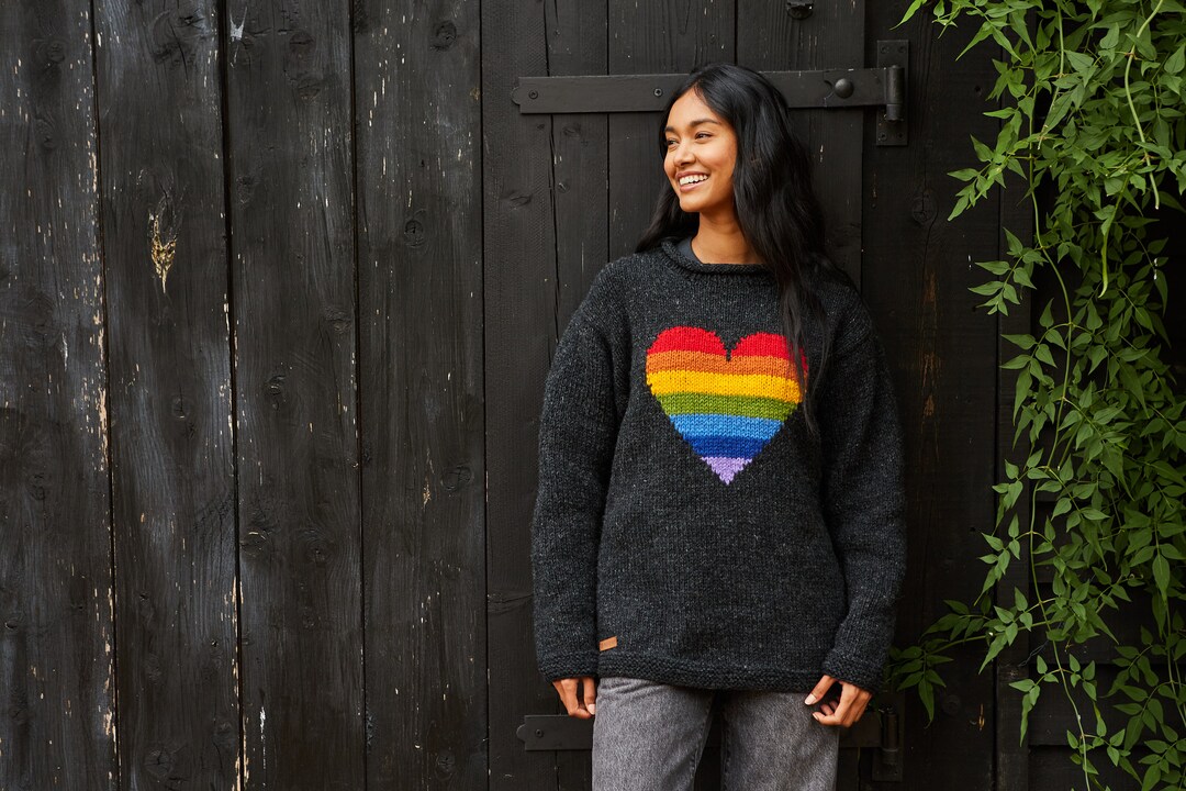 Girls Rainbow Heart Sweater