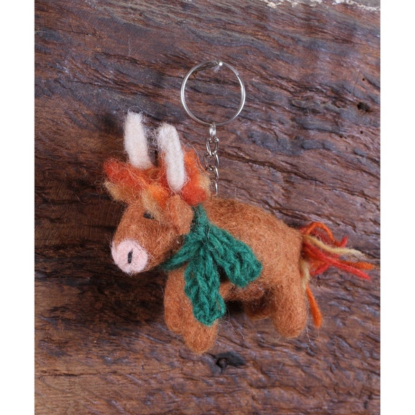 Felt Baby Highland Cow Keyring, Hand Felted Coo Keychain, Cute Animal Handbag Charm, 100% Wool, Handmade Unique Quirky Gift, Fair Trade