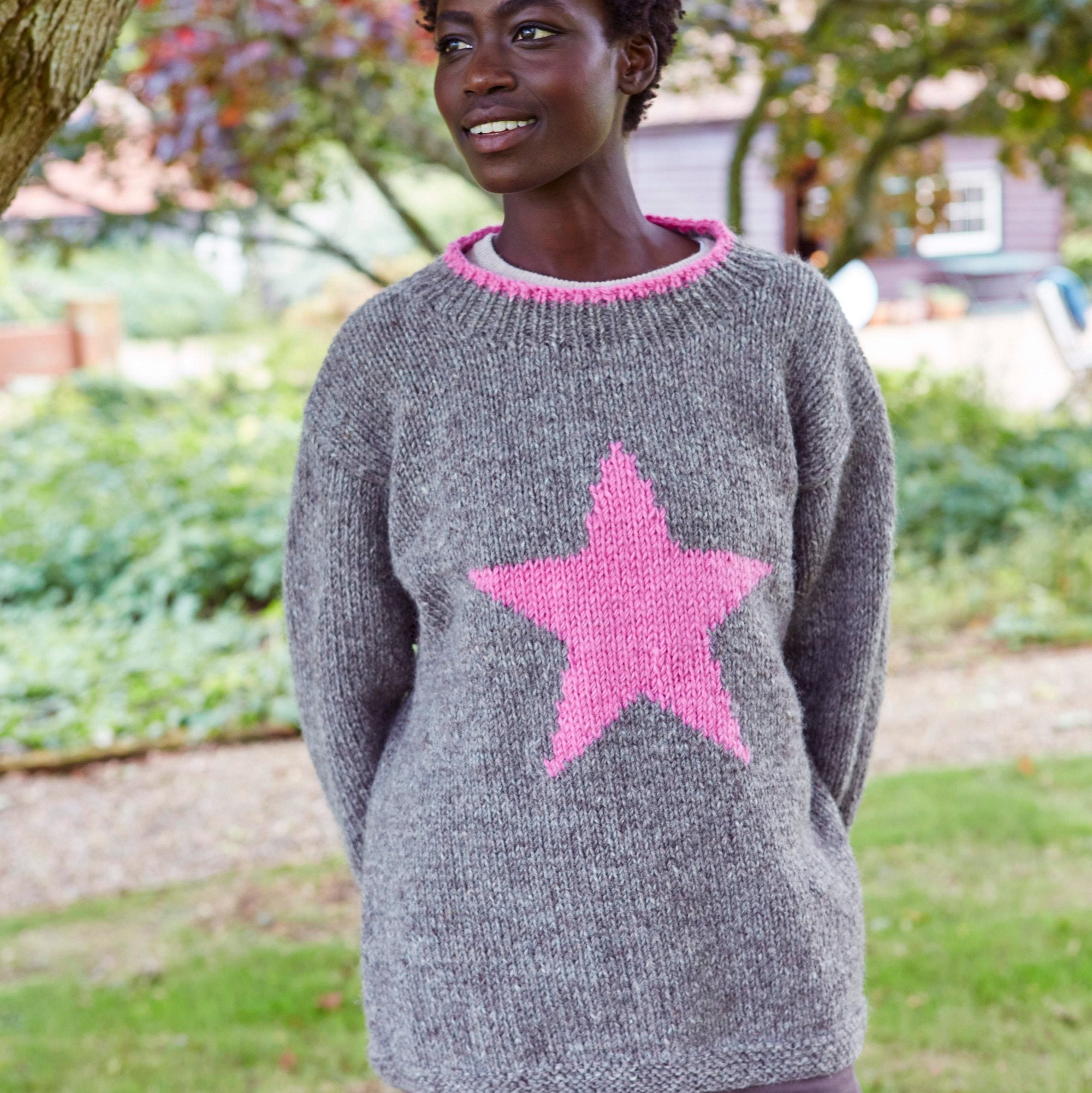Grey jumper pink star clearance