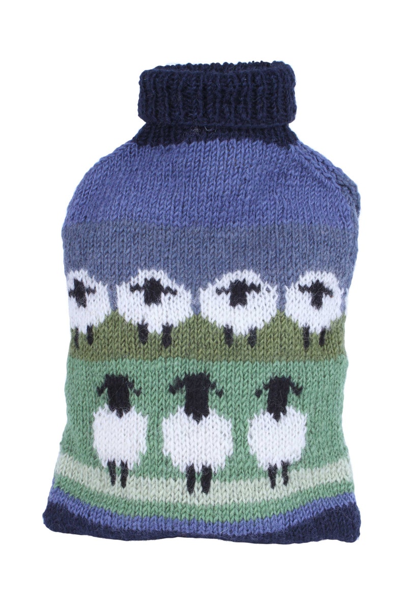 Flock of Sheep Hot Water Bottle Cover 100% Wool 2 litre Hot Water Bottle Woolly Sheep Farmyard Animals Pachamama image 4