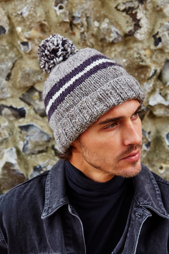 Grey mens hotsell bobble hat