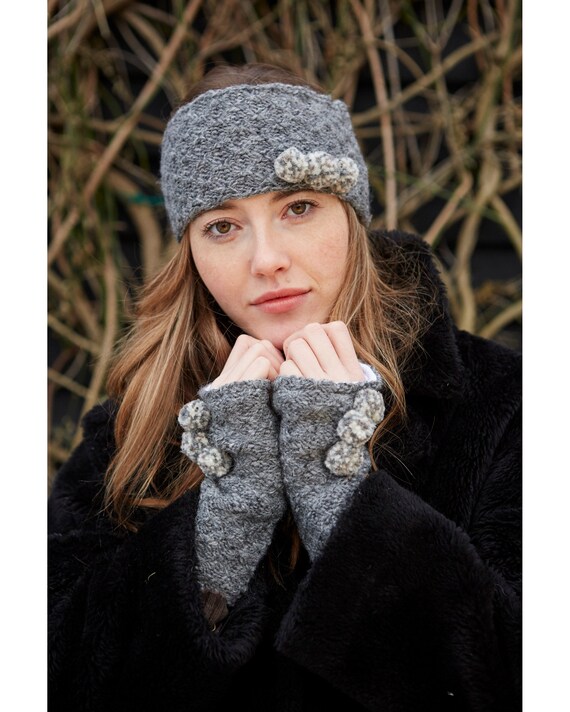 BANDEAU femme hiver gris clair uni TAILLE UNIQUE chapeau bonnet