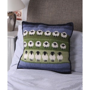 Funda de cojín de oveja - Rebaño de ovejas - Decoración del hogar - 100 % lana - Cojín de punto con un animalito adorable - Cojín decorativo - Cojín de punto - Pachamama