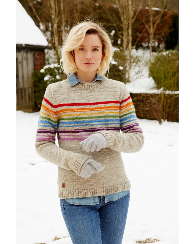 Womens Stripe Jumper 100% Wool Rainbow Jumper Winter Jumper Fair Trade Sustainable Fashion Pachamama image 8