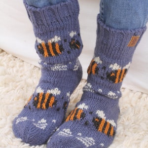 Women's Knitted Bee Socks - Hand Knit Bumblebee Socks - Handmade Knit Socks - Wool Socks - Cozy Socks - 100% Wool - Fair Trade - Pachamama